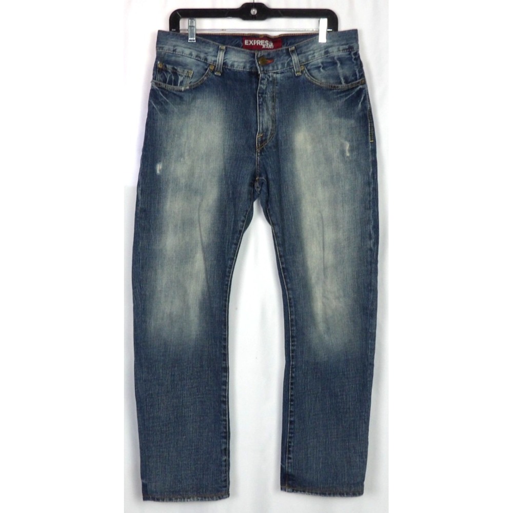 Express 100% Cotton Mid-Rise KINGSTON Classic Fit Boot Cut Jeans Men's 32 X 30